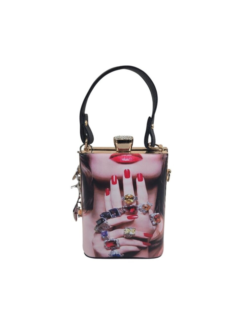 Fashion Handbag Rhinestone Clasp Jewelry Lipstick Top Handle Box Style Purse